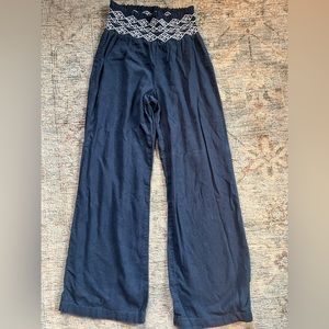 Navy Linen Type, Wide Leg Pants